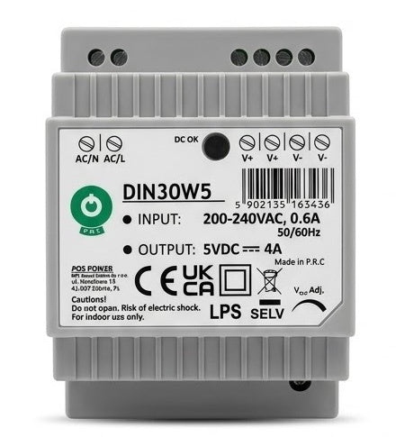 Dinrail Voeding 5V 4A