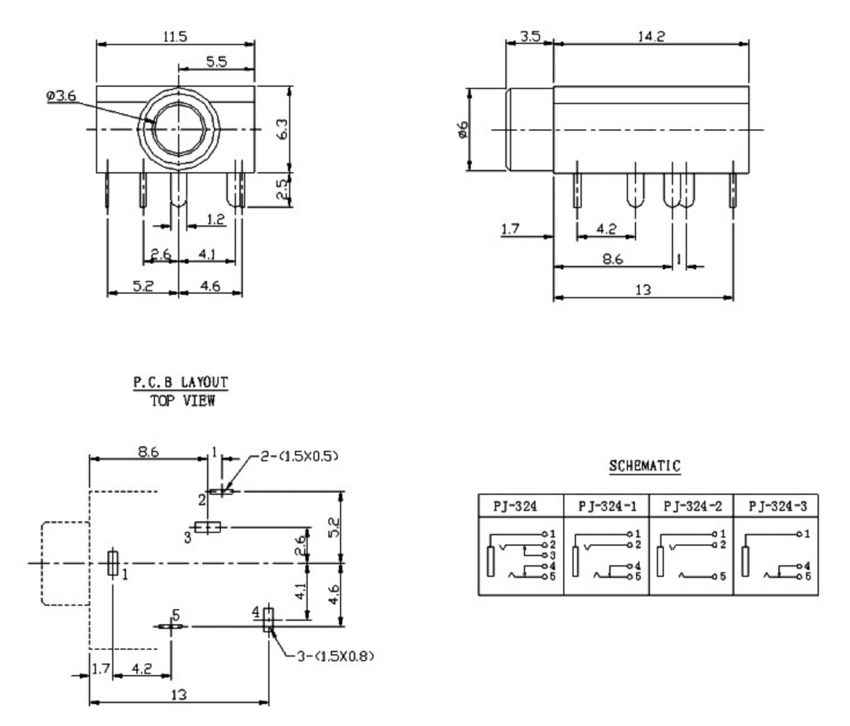 Jack contra 3,5 mm Stereo chassis 2