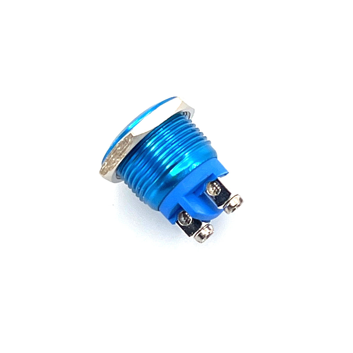 Drukknop aluminium blauw met schroefterminal 2