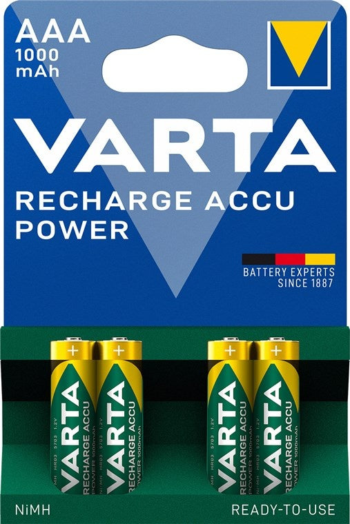 AAA (Micro)/HR03 (5703) Oplaadbaar - 1000 mAh, 4 stuks. in blister