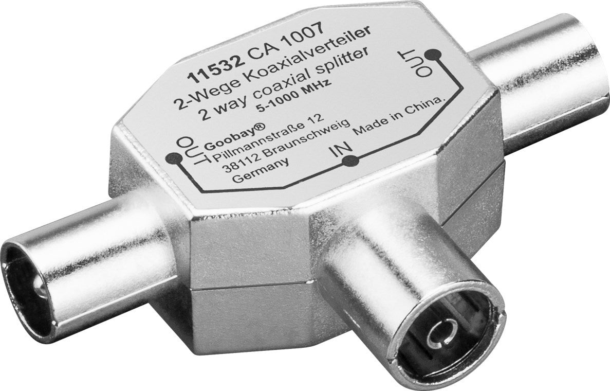 Coaxiale T-adapter: dubbele coaxiale stekker> coaxiale aansluiting