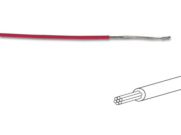 MONTAGEDRAAD  Rood 0.2 mm²  -Soepele kern 100 mtr rol
