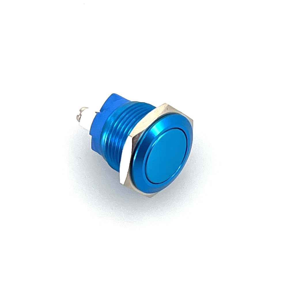 Drukknop aluminium blauw met schroefterminal