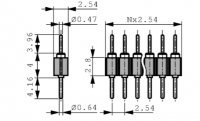 Header 40 pins male male dip (ronde pinnen) 2