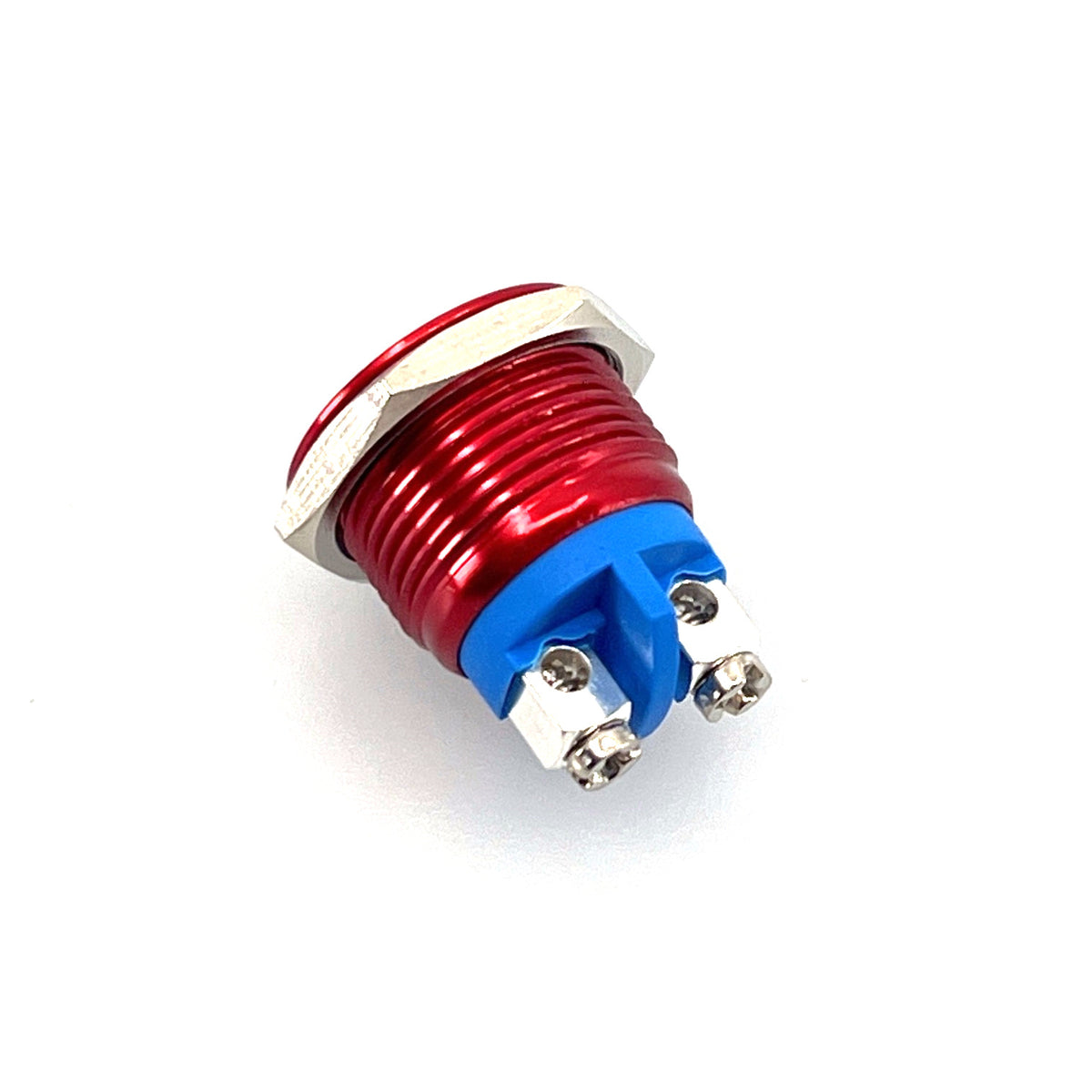 Drukknop aluminium rood met schroefterminal 2