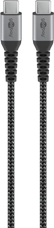 USB-C™ naar USB-C™ textielkabel met metalen pluggen (spacegrijs/zilver), 1 m 2