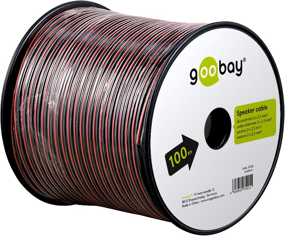 Speaker Kabel zwart rood CCA 2x1mm2 100m