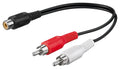 Audio Y-kabeladapter, 2x RCA mannelijk naar 1x stereo RCA vrouwelijk