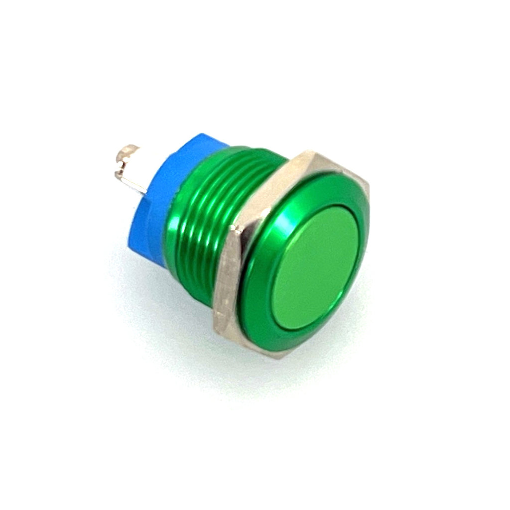 Drukknop aluminium groen met schroefterminal