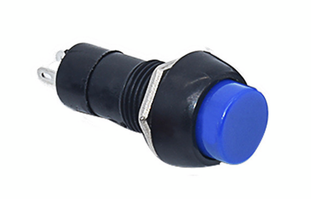 Inbouw drukknop terugverend blauw