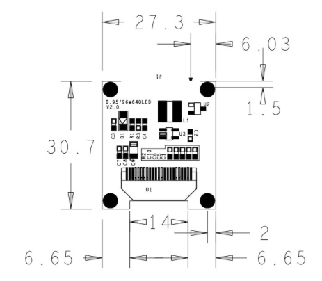 Oled i2c 0.96 inch geel blauw 128*64 2