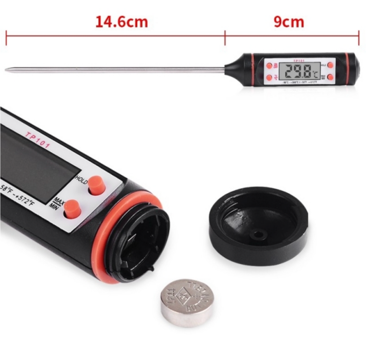 Rvs temperatuur probe pen met  lcd
