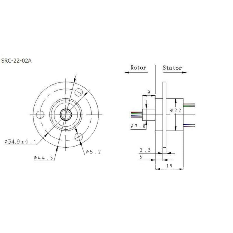 Sleepring sleepcontact 360 graden  2 draads 2A  2