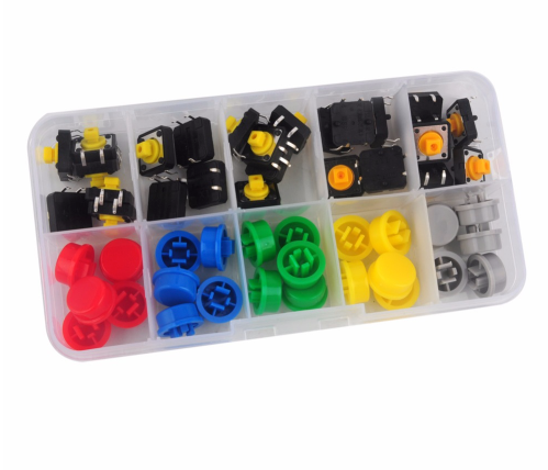 Push button set met kap 25 stuks in kunststof box