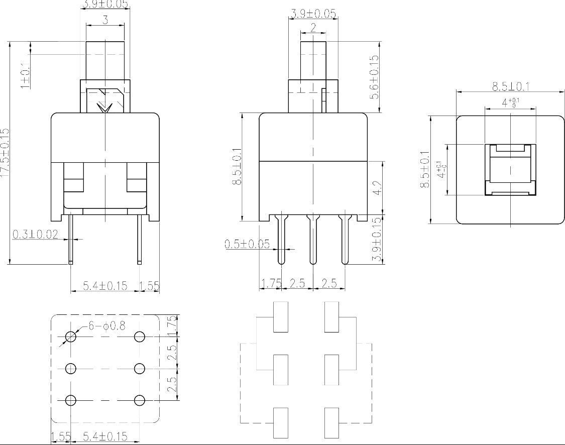 drukschakelaar vasthoudend 8.5x8.5mm 2