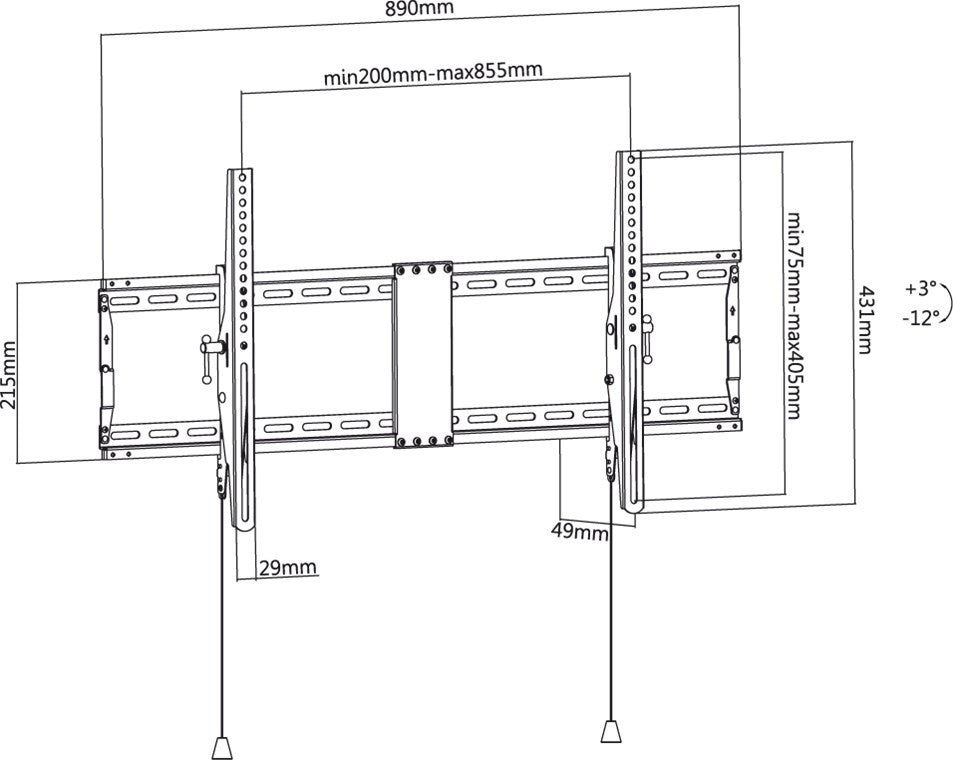 TV-muurbeugel Pro TILT (XL). 43-100 inch 4