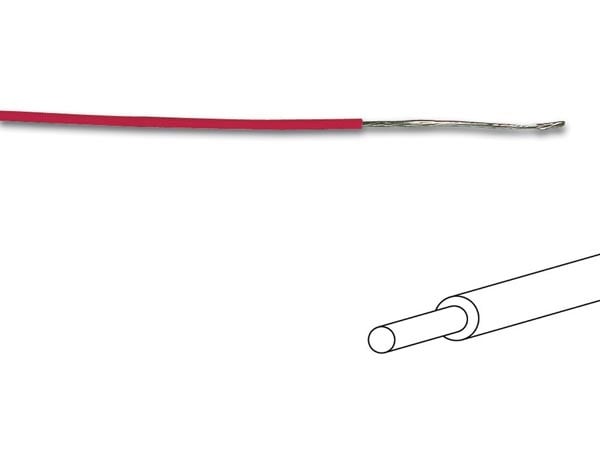 MONTAGEDRAAD  Rood 0.2 mm² - Volle kern 100 mtr rol