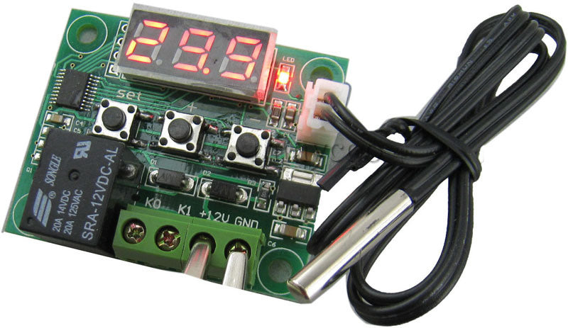 Thermostaat 12v met schakelfunctie 10A