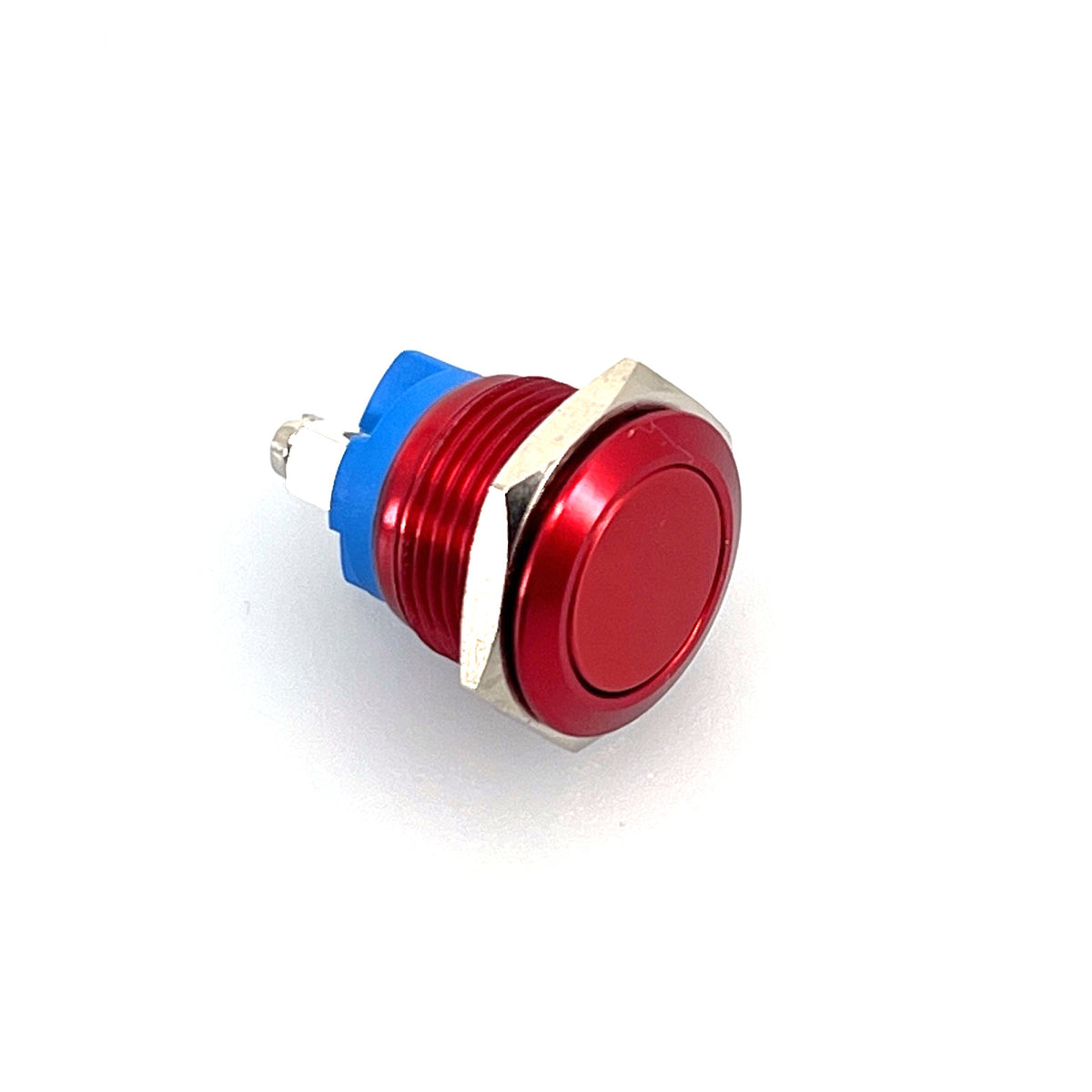 Drukknop aluminium rood met schroefterminal