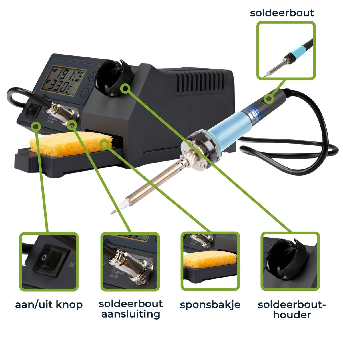 Soldeerstation 48 W met LCD-display